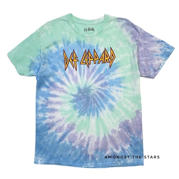 Def Leppard Rainbow Swirl Tie Dye Band T-Shirt - Picture 1 of 3